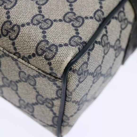 GUCCI GG Canvas Sherry Line Hand Bag PVC 2way Navy Red - Picture 13 of 16